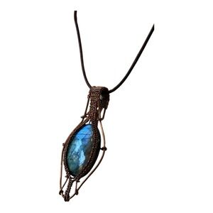 Striking Custom Wire Wrapped Labradorite Pendant Necklace